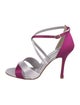 Manolo Blahnik Satin Colorblock Pattern Sandals