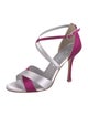 Manolo Blahnik Satin Colorblock Pattern Sandals