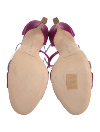 Manolo Blahnik Satin Colorblock Pattern Sandals