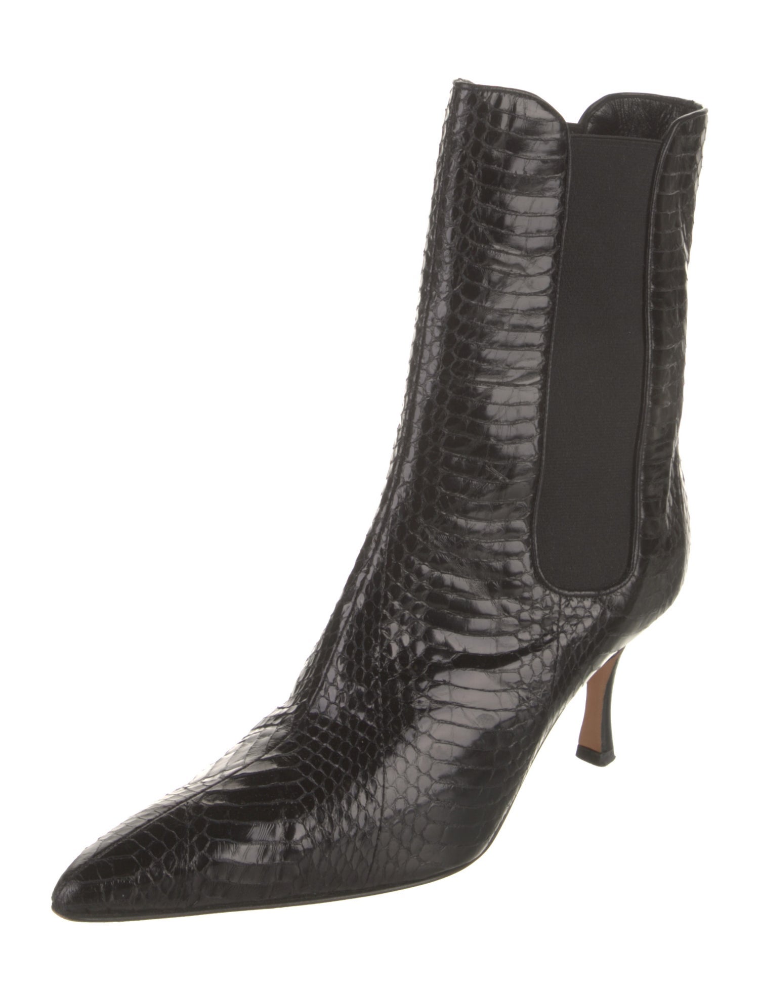 Manolo Blahnik Water Snake Animal Print Chelsea Boots