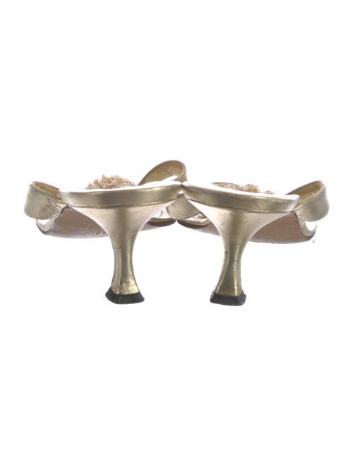 Manolo Blahnik Leather Beaded Accents Slides