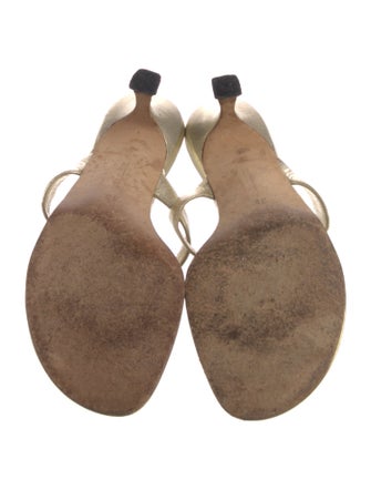 Manolo Blahnik Leather Beaded Accents Slides