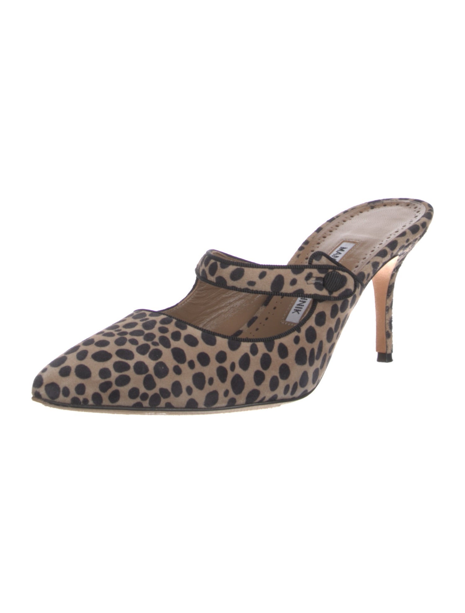 Manolo Blahnik Suede Animal Print Mules
