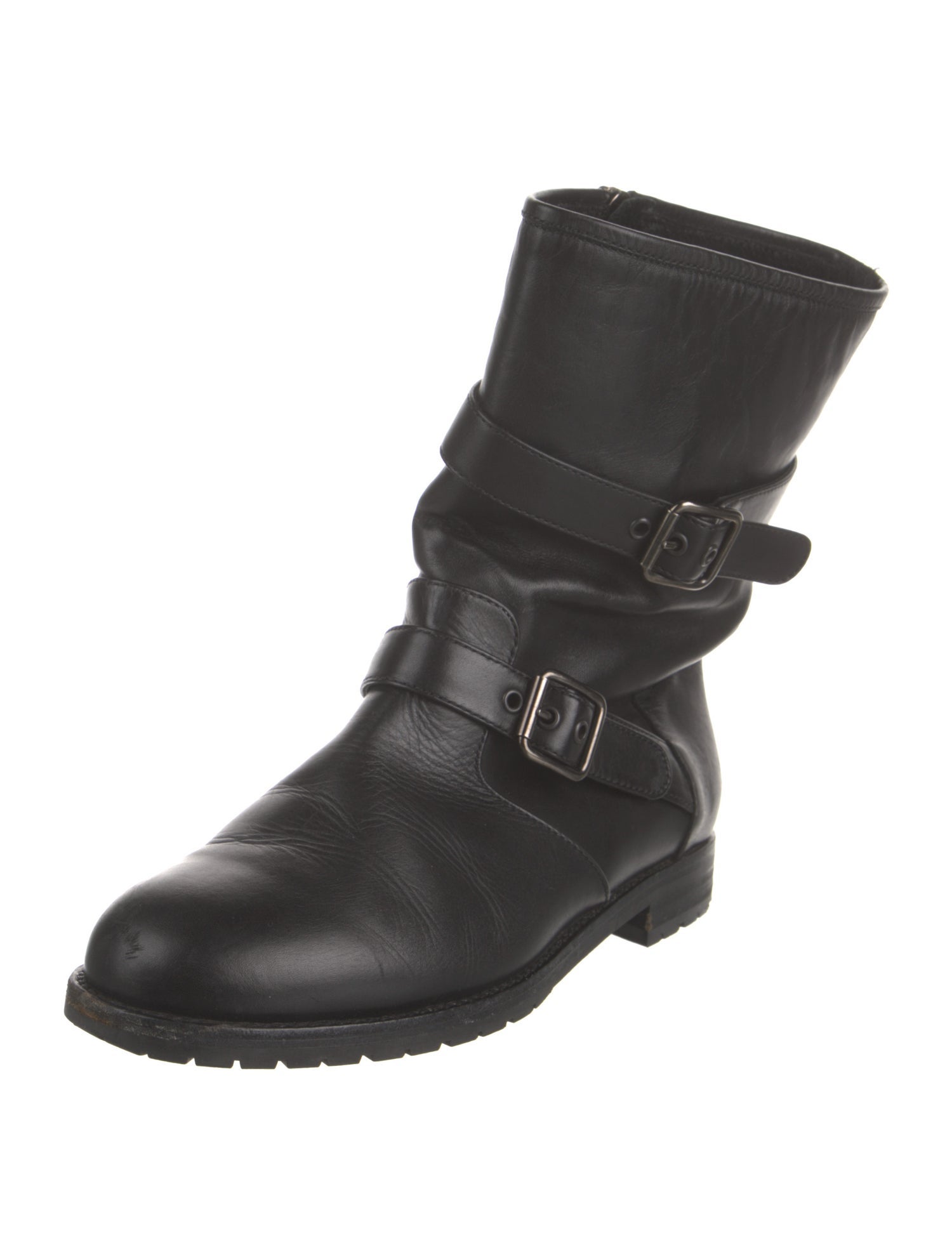 Manolo Blahnik Leather Moto Boots