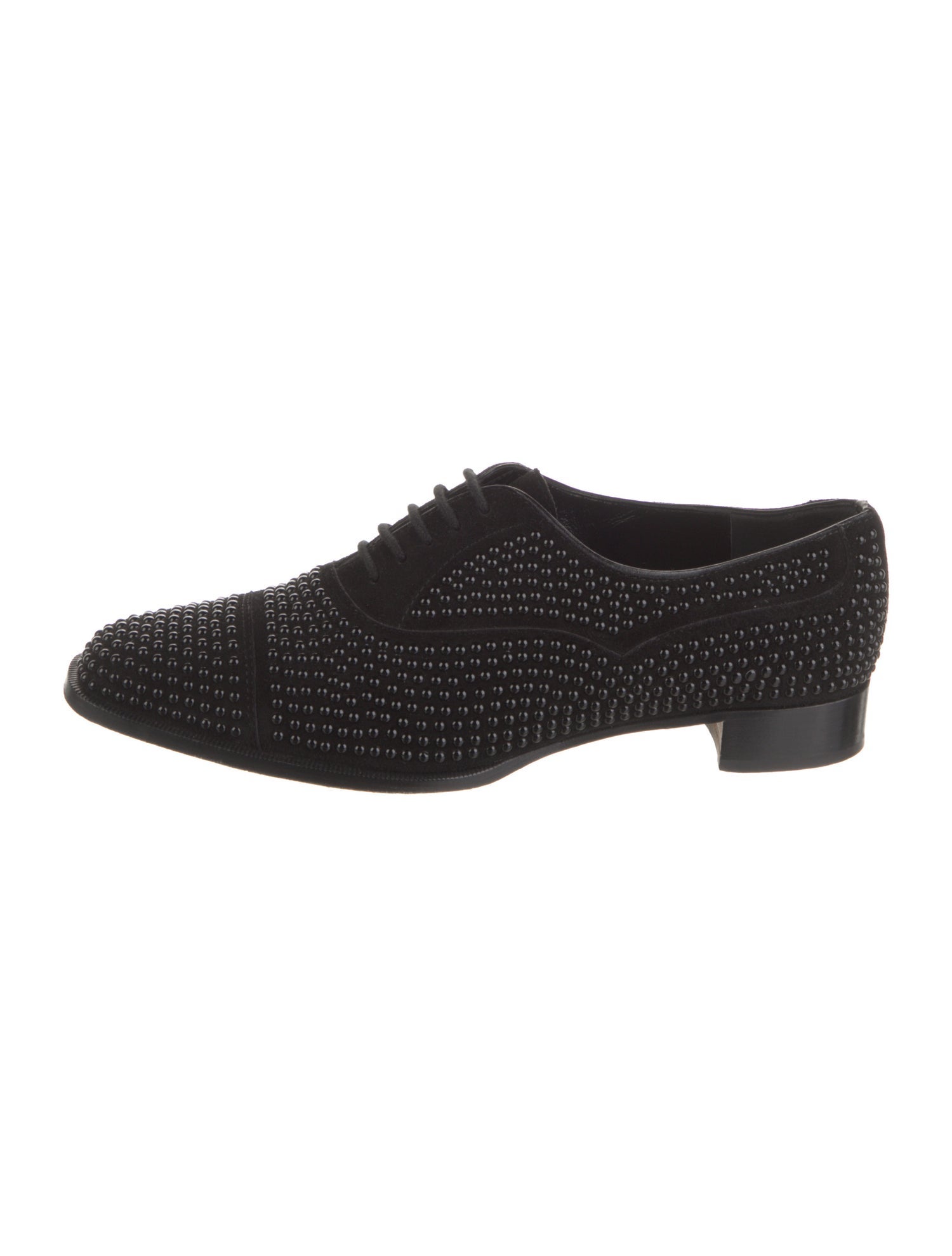 Manolo Blahnik Suede Studded Accents Oxfords