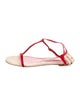 Manolo Blahnik Suede Colorblock Pattern T-Strap Sandals