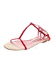 Manolo Blahnik Suede Colorblock Pattern T-Strap Sandals