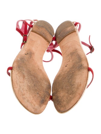 Manolo Blahnik Suede Colorblock Pattern T-Strap Sandals