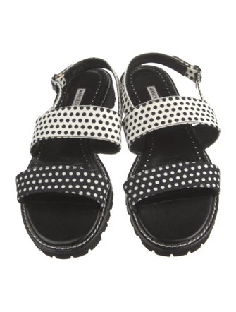 Manolo Blahnik Canvas Polka Dot Print Sandals