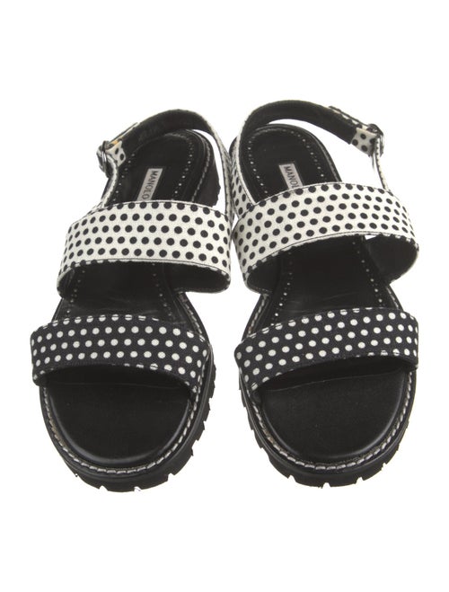 Manolo Blahnik Canvas Polka Dot Print Sandals