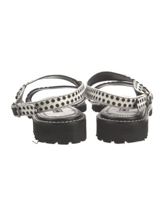 Manolo Blahnik Canvas Polka Dot Print Sandals