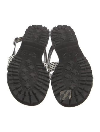 Manolo Blahnik Canvas Polka Dot Print Sandals