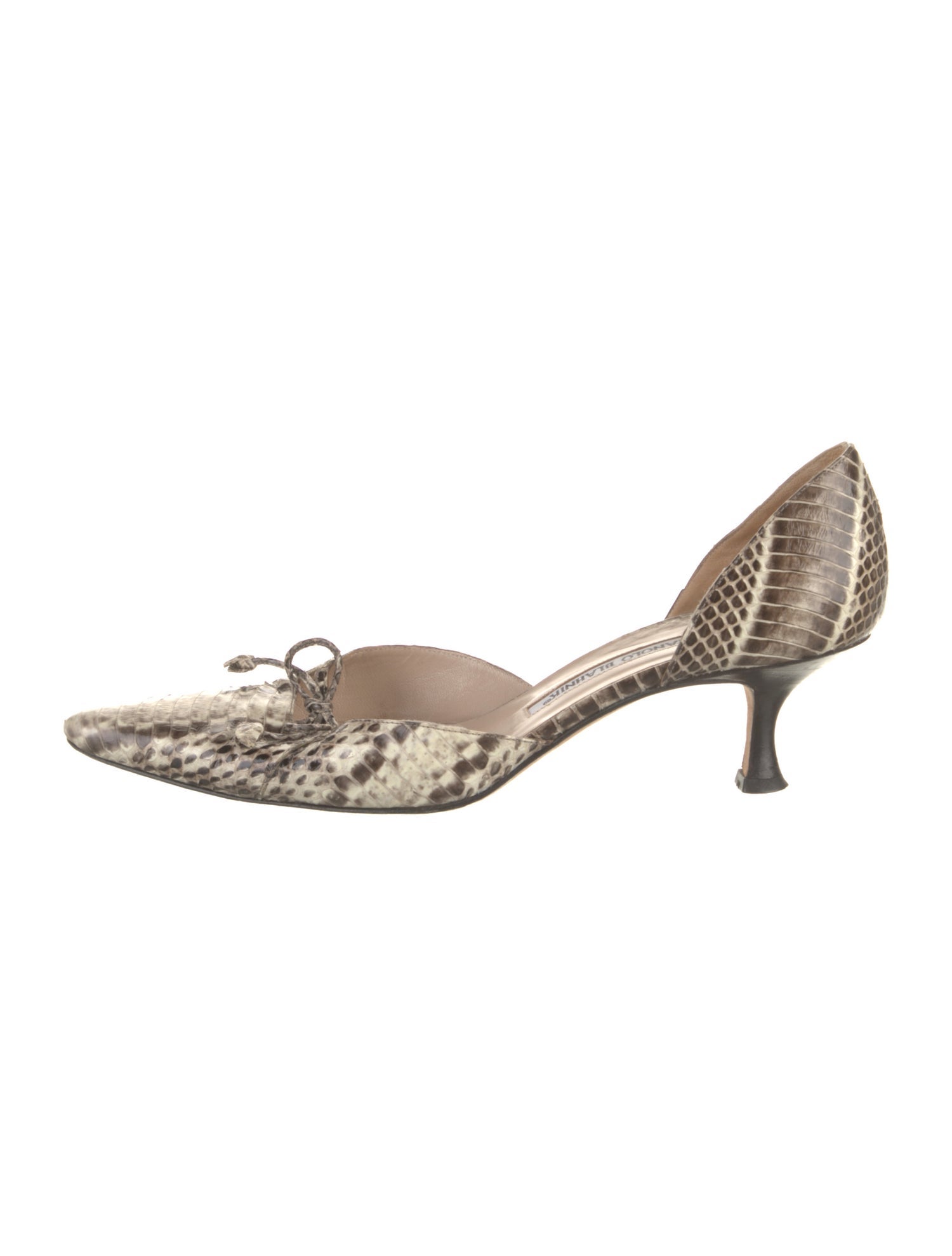 Manolo Blahnik Snakeskin Animal Print D'Orsay Pumps