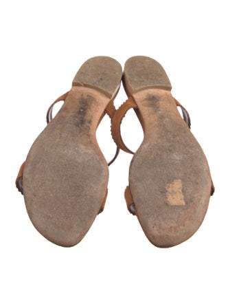 Manolo Blahnik Suede Scalloped Accent Flip Flops