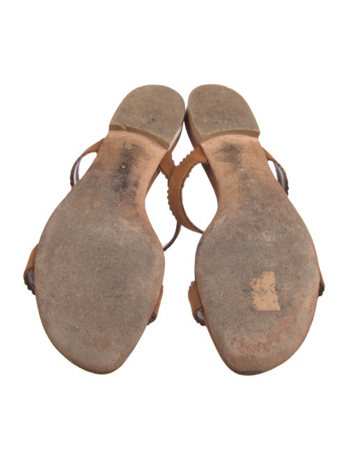 Manolo Blahnik Suede Scalloped Accent Flip Flops