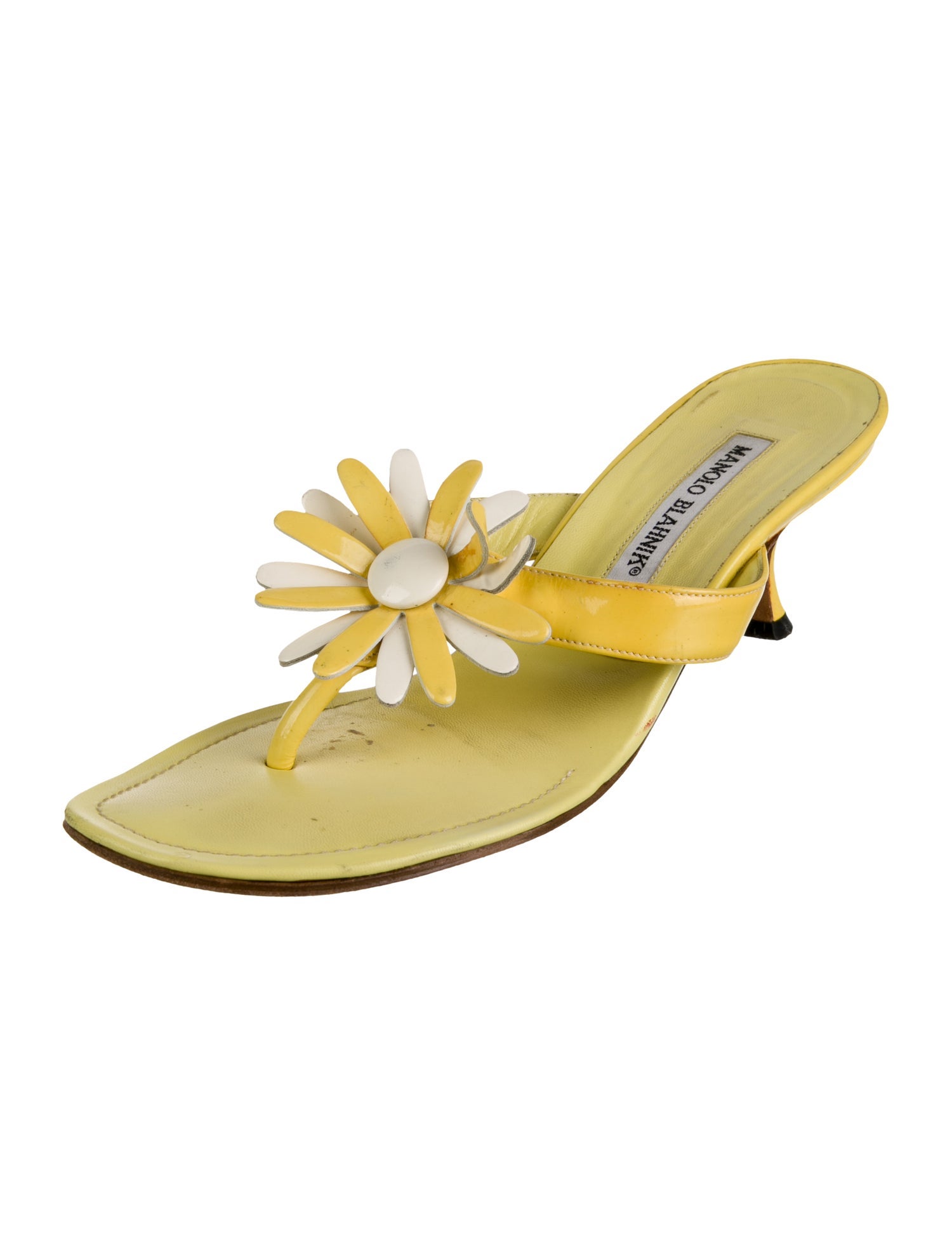 Manolo Blahnik Leather Leather Trim Embellishment Slides