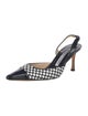 Manolo Blahnik Leather Plaid Print Slingback Pumps