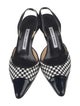 Manolo Blahnik Leather Plaid Print Slingback Pumps