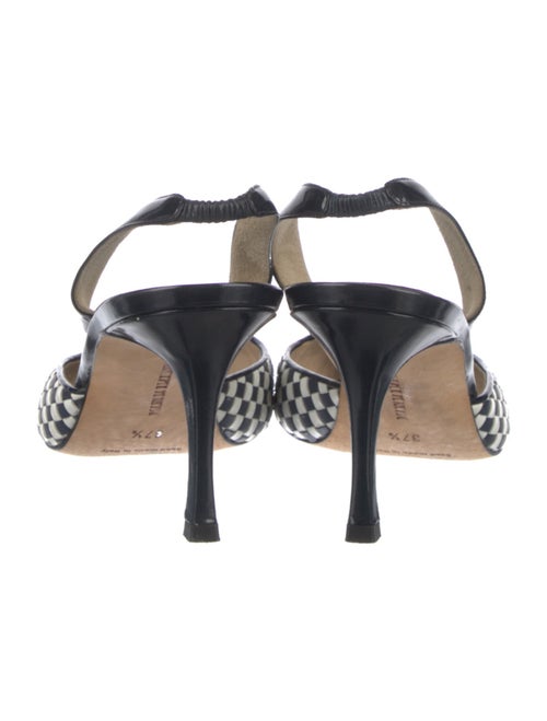 Manolo Blahnik Leather Plaid Print Slingback Pumps