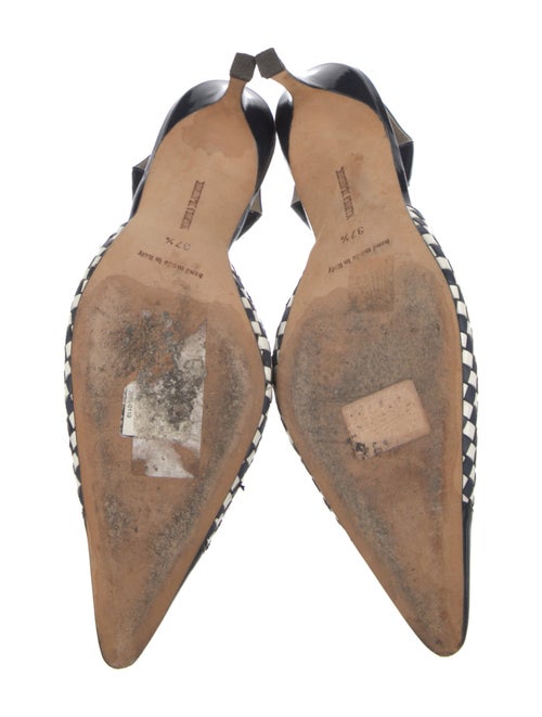 Manolo Blahnik Leather Plaid Print Slingback Pumps