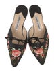 Manolo Blahnik Satin Floral Print Mules