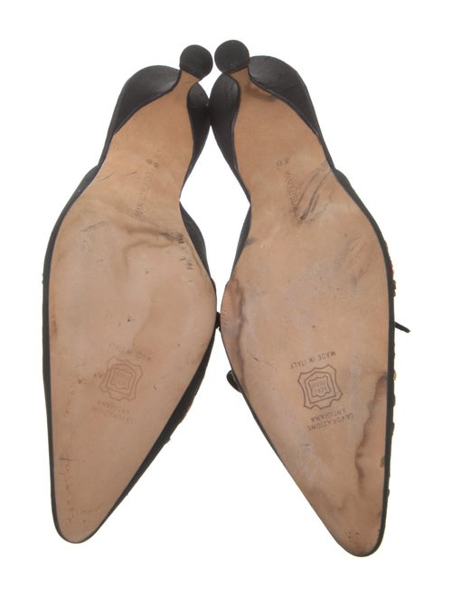 Manolo Blahnik Satin Floral Print Mules