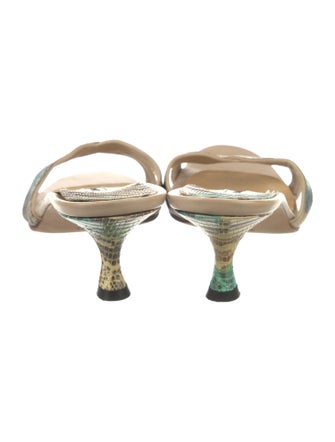 Manolo Blahnik Snakeskin Animal Print Slides