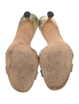 Manolo Blahnik Snakeskin Animal Print Slides
