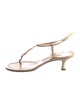 Manolo Blahnik Leather Beaded Accents T-Strap Sandals