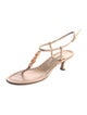 Manolo Blahnik Leather Beaded Accents T-Strap Sandals