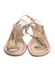 Manolo Blahnik Leather Beaded Accents T-Strap Sandals