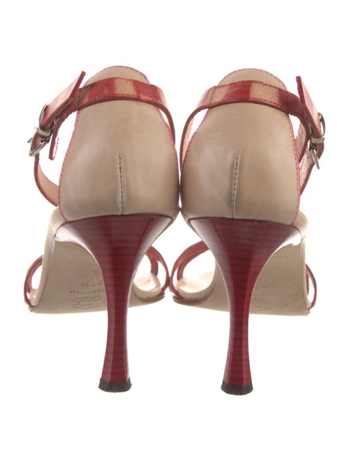 Manolo Blahnik Leather Colorblock Pattern Sandals