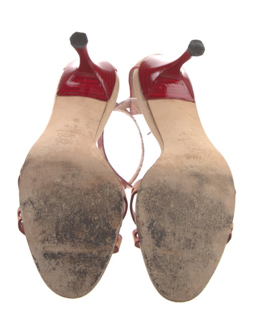 Manolo Blahnik Leather Colorblock Pattern Sandals