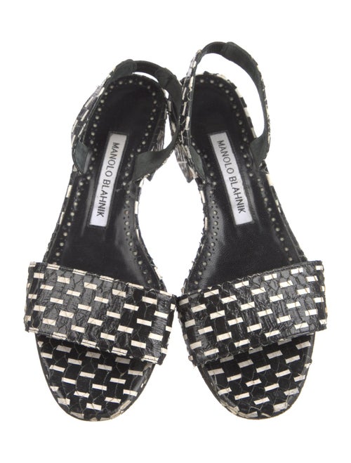 Manolo Blahnik Leather Printed Slingback Sandals