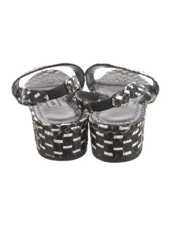 Manolo Blahnik Leather Printed Slingback Sandals