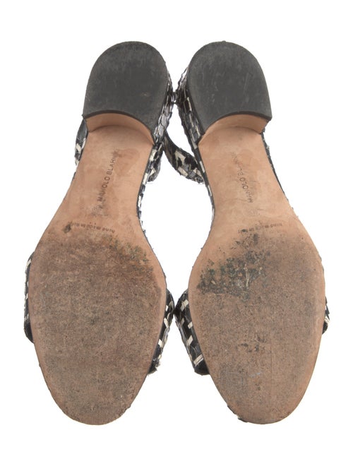 Manolo Blahnik Leather Printed Slingback Sandals
