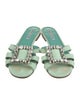 Manolo Blahnik Satin Crystal Embellishments Slides