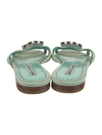 Manolo Blahnik Satin Crystal Embellishments Slides