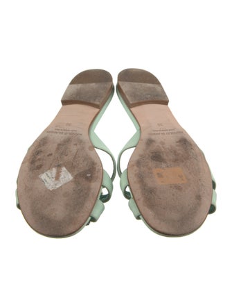 Manolo Blahnik Satin Crystal Embellishments Slides