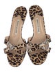 Manolo Blahnik Patent Leather Animal Print Slides