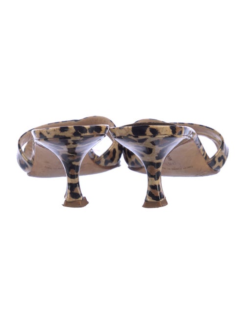 Manolo Blahnik Patent Leather Animal Print Slides