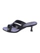 Manolo Blahnik Patent Leather Grosgrain Trim Slides