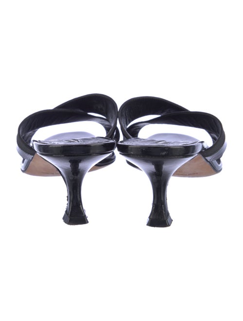 Manolo Blahnik Patent Leather Grosgrain Trim Slides