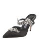 Manolo Blahnik Satin Crystal Embellishments Mules