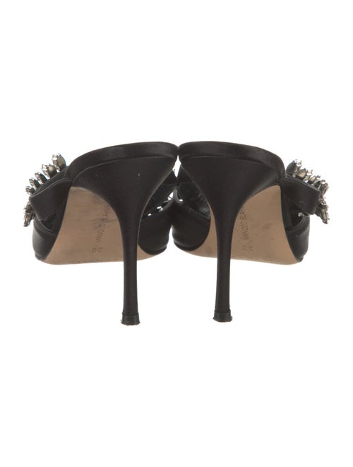 Manolo Blahnik Satin Crystal Embellishments Mules