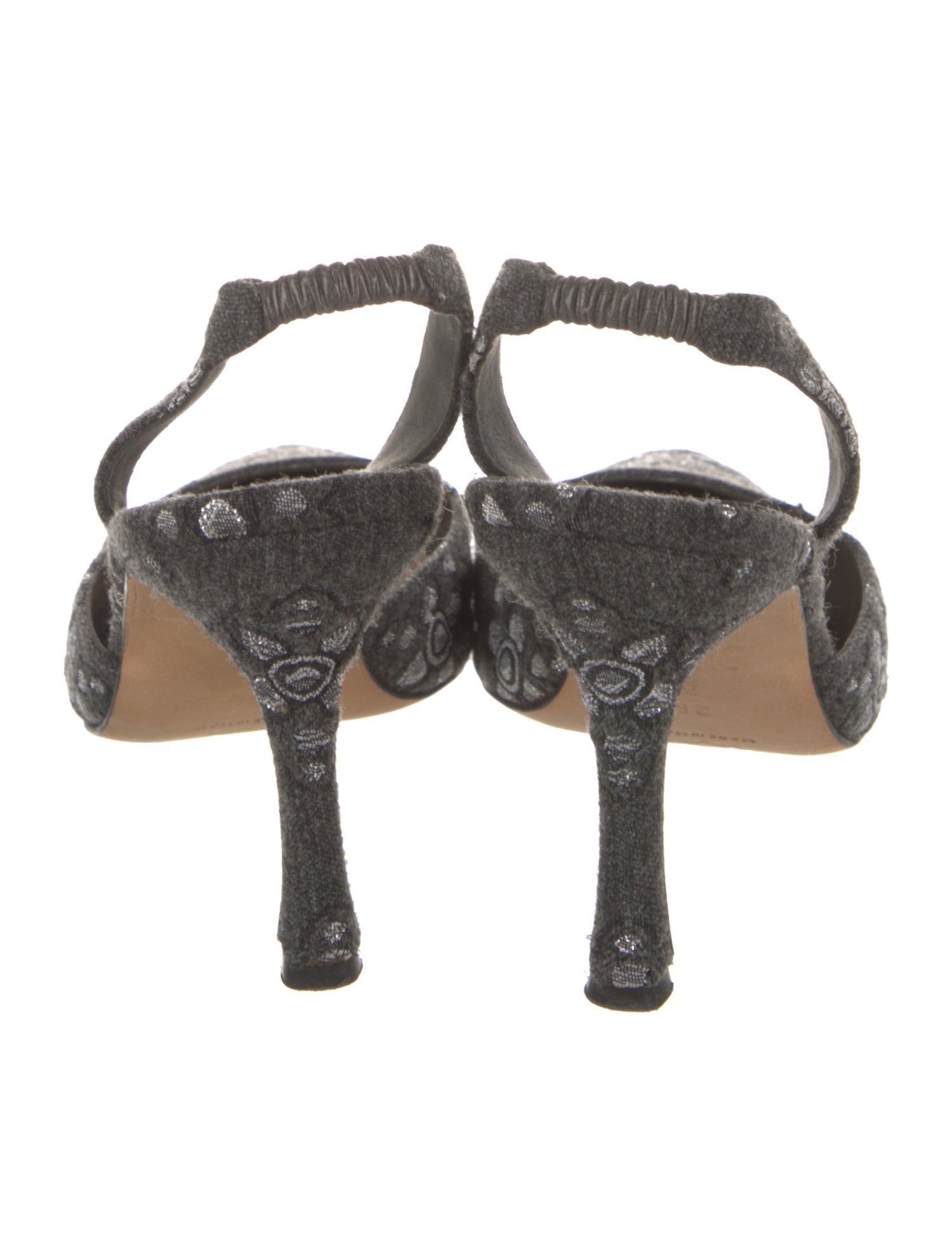 Manolo Blahnik Wool Floral Print Slingback Pumps