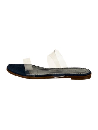 Manolo Blahnik Scolto Denim Slides