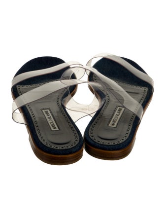 Manolo Blahnik Scolto Denim Slides