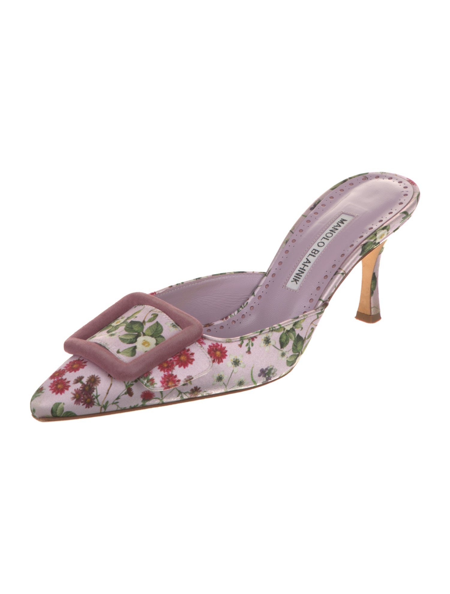 Manolo Blahnik Floral Print Mules