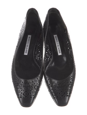 Manolo Blahnik Leather Lasercut Accents Flats